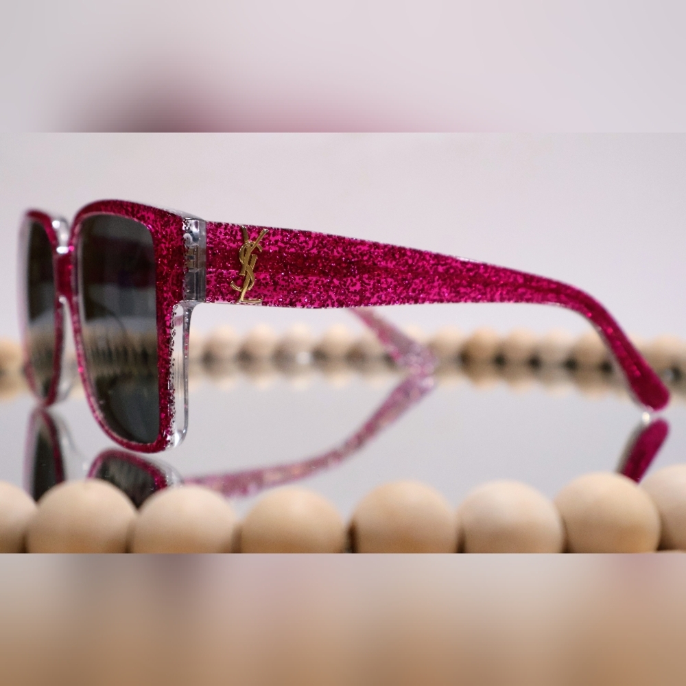 Yves Saint Laurent | Hot Pink Glitter Sunglasses - Picture 3 of 17